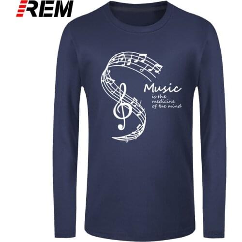 REM long sleeve tee T-shirt Men T-Shirts Music Is The Medicine of The Mind Print Tshirt Casual Cotton T- Shirs Clothing