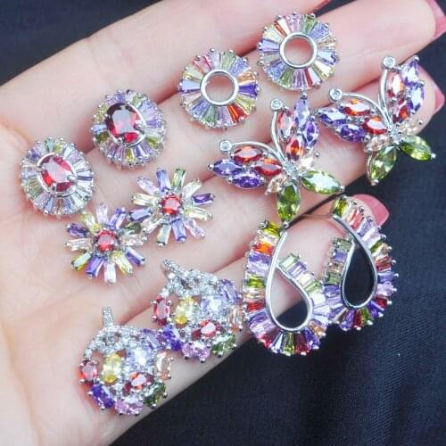 Exquisite Popular Paved Cubic Zircon Multicolor Crystal Naija Wedding Stud Earring Fashion Women Party Jewelry 2021 New