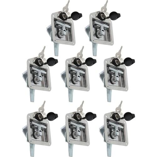 Qty 8 Trailer Door Latch T-Handle Large Lock Stainless Keys Camper RV Truck Toolbox