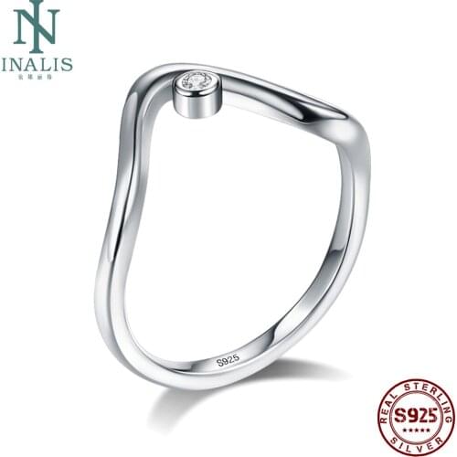 INALIS 925 Sterling Silver Rings For Women 5A Clear Cubic Zirconia Water Drop Simple Ring Anniversary Fine Jewelry Free Shipping