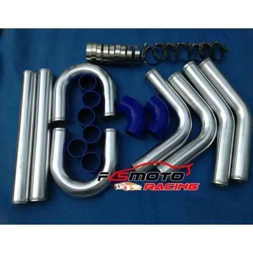 Aluminum Intercooler Turbo Piping pipe & Blue hose kits 2" 51 mm