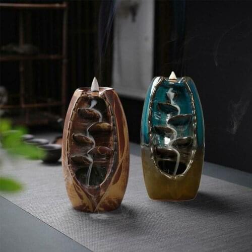 Waterfall Incense Burner Ceramic Backflow Censer Creative for Home Decor Dragon Cones Holder Indoor Retro Style