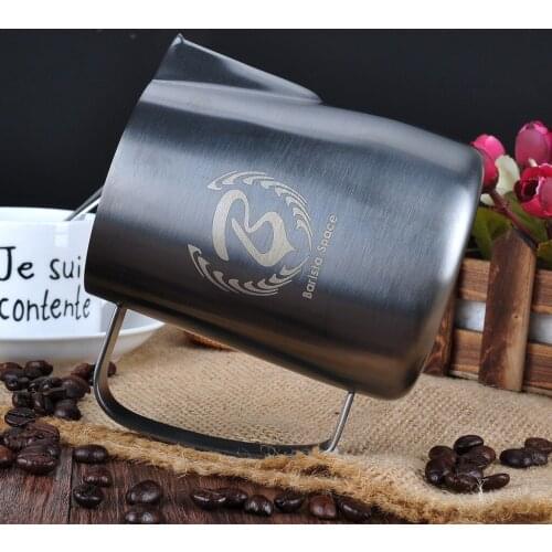 Barista Space Sandy Black Steel Milk Pot Pitcher 350 ml