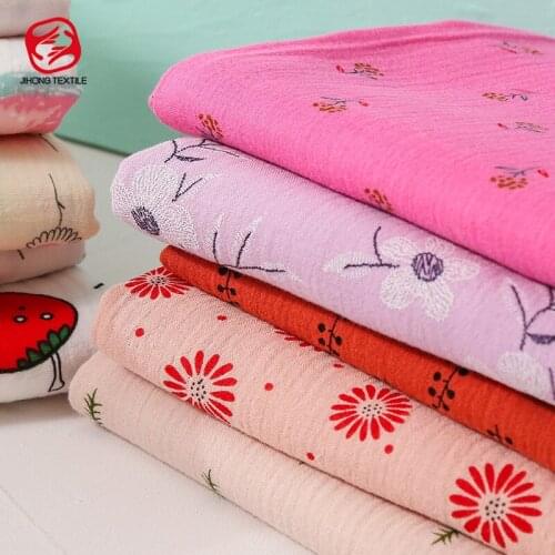 Summer Multicolor Breathable Baby Saliva Towel Gauze Red Printed Double Crepe For Girls Skirt Fabric 50*70cm TJ0731