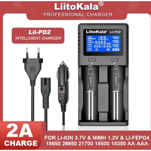 Liitokala Lii-PD4 Lii-PD2 LCD 3.7V/1.2V NiMH 18650 18350 18500 21700 20700 26650 Recharge Lithium Battery Charger