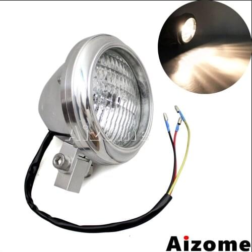 Motorcycle Custom Headlight Polished Headlamp 4" Deep Edge Hooded Rim Retro Headlight For Honda Harley Cruiser Cafe Racer