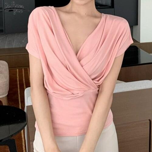 2021 Summer New Solid Women T-shirt Short Sleeve Gentle Lady T-shirt One-shoulder Casual All-match Female Top Womens Tunic15676