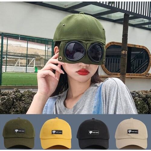 New Aviator Hat Summer Personality Cycling Glasses Baseball Cap Female Unisex Sunglasses Cap