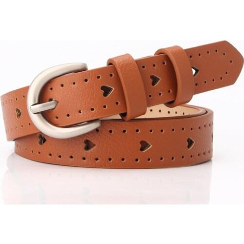 New sweetheart PU ladies luxury brand cute Heart-shaped thin belt high quality punk fashion belts PY47