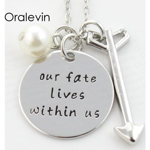 Wholesale OUR FATE LIVES WITHIN US Charms Necklace Lover Gift Jewelry 10Pcs/Lot,#LN258