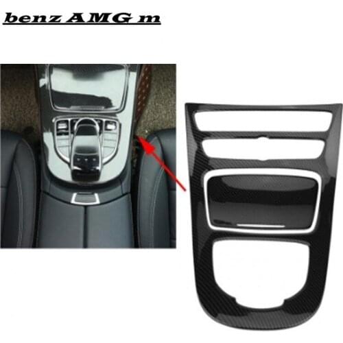 Car Center Control Gear Shift Panel Decorative Trim Cover Carbon Fiber Color for Mercedes Benz E-Class W213 2016 2017 2018