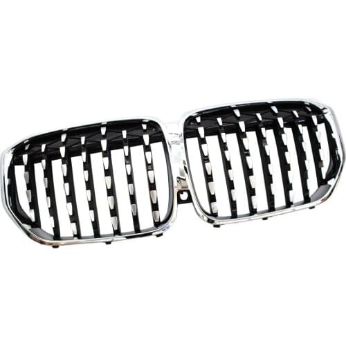 1 Piece Meteors Kidney Front Grille Auto Racing Grille for BMW G05 X5 2018-2019 Bumper Grills Middle Grill Gloss Black / Silver