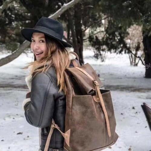 OMSJB1 Rock Can Roll Size 49*39*11cm Super Quality Genuine Cowhide Smart Backpack Vintage Cow Leather Casual Rider Bag