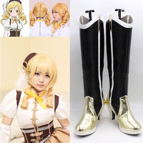Puella Magi Madoka Magica Mami Tomoe wig Cosplay Boots Custom Made Shoes 35-46 Halloween cosplay wig shoes