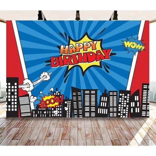 Super Heroes Backdrop Cartoon Backdrop Boy Birthday Party Backdrops Photography Background Party Banner Poster Cake Table Decors