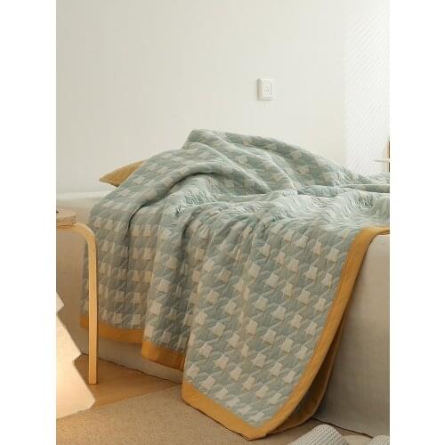 Super soft! Knitted cotton summer cool quilt blanket cotton houndstooth summer thin quilt machine washable air conditioner quilt