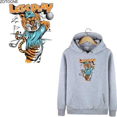 ZOTOONE Iron on Animal Patch Golf Tiger Patches for Clothing Letter Sticker for Kids Heat Transfers Applications DIY Appliques G