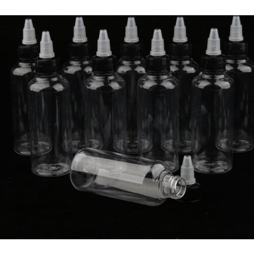 Pack of 10 100ml Empty Plastic Squeeze Bottles with Twist Top Cap Suit for Solvents Ink Liquid Painting Glue - Leak Proof