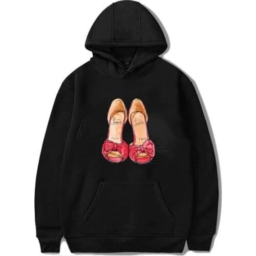 Women Hoodie Red high heels Graphic for Anime crewneck Hooded Cool Pullovers kawaii Oversized Autumn long sleeve Sweatshirts