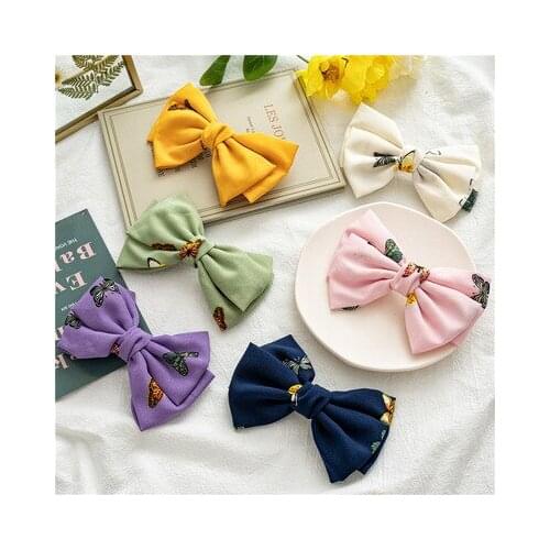 2021 Spring and Summer Butterfly Fabric Spring Clip Double-layer Bow Hair Clip Womens Bag Waist Clip Cute Hair Accessories