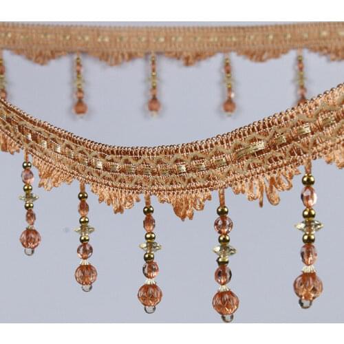 1m Curtain Trims Crystal Beaded Lace Fringe DIY Curtain Sewing Trim Tassel Edge Ribbon Decoration Accessories