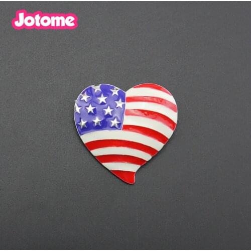 10pcs/lot free shipping heart shape American flag brooch