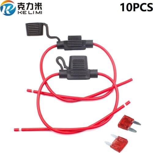 10Pcs Waterproof inline Mini Fuse Holder 5A 7.5A 10A 15A 20A 25A 30A 35A Car Power Socket Small Blade Type Replacement Part
