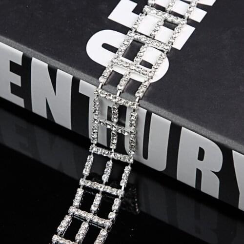 10Yards Clear Crystal Rhinestone Trimming In Silver Metal Chain Trim For Garment Accessories
