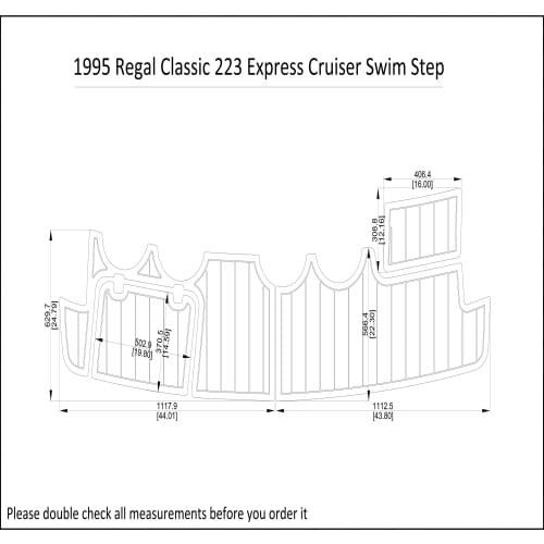 1995 Regal Classic 223 Express Cruiser Swim Step Pad Boat EVA Teak Decking 1/4" 6mm