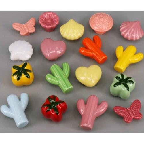 1x Candy Color Ceramic Drawer Knob for Girls, Decorative Knob for Kids' Dresser, Kitchen Cabinet Handle and Pulls