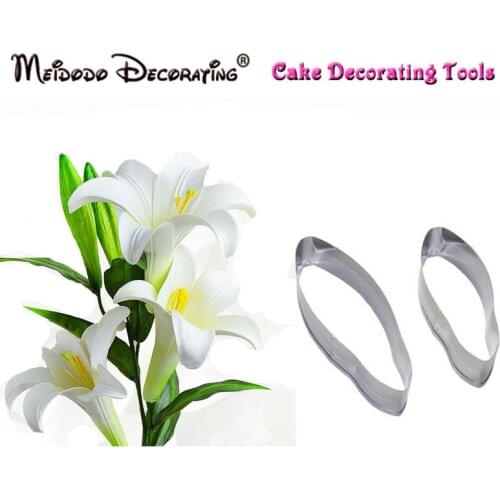 2Pcs Sugarcraft Lily petal flower cutter, Cake decorating tools, Fondant mold/tools,Cupcake mold,Cookie Tools for Fondant