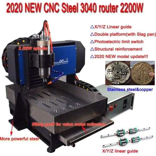 2021 Updated Steel CNC 3040 Router Milling Engraving Carving Machine Linear Guide for metal aluminum stainless steel copper
