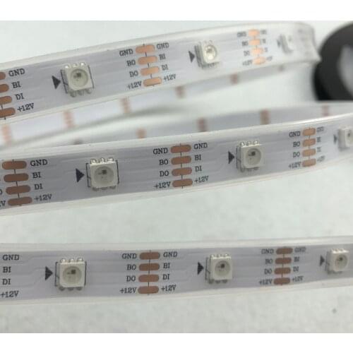 30leds/m;5m WS2815 DC12V addressable full color RGB 5050 LED strip;waterproof in silicon tube;WHITE PCB