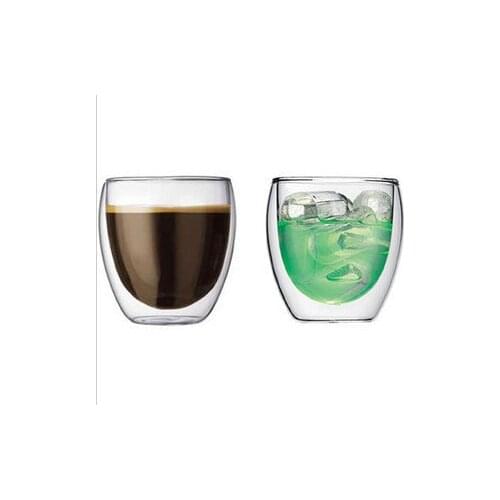 6 Pcs Lot 80ml Bodum Double Walled Short Glass Heat Insulation Cup Egg Shape Tasse Home Office Mini Teacup Glasses