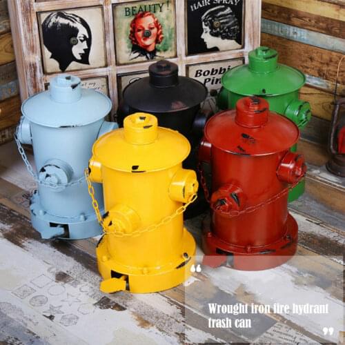 American retro trash can creative industrial wind wrought iron old pedal hydrant trash can decorative ornaments WF5151016