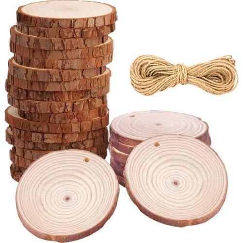 Wood Slices 30 Pcs NO Hole Natural Unfinished Log Wooden Circles For Art DIY Crafts Wedding Decorations Christmas Ornaments