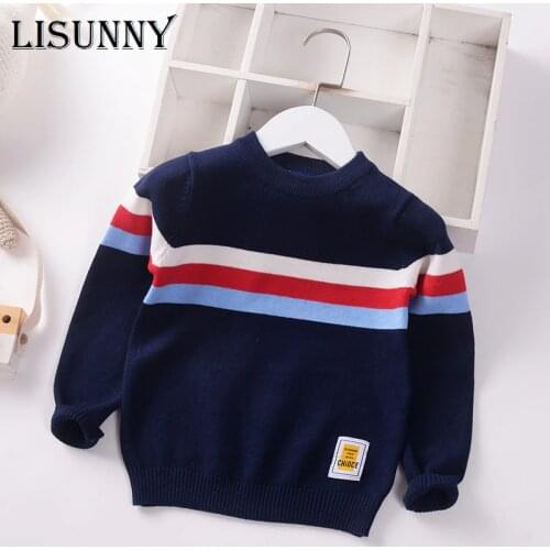 Kids Sweater Boys Pullover Sweater Spliced 2021 Autumn Winter New Children Clothing Cotton Baby Sweater Toddler Jumper 2-7y