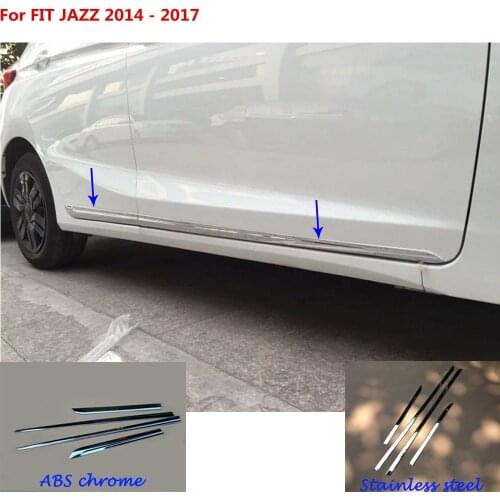 For Honda Fit jazz 2014 2015 2016 2017 car stainless steel/accessories Side Door Body trim stick Strip Stream lamp panel bumper