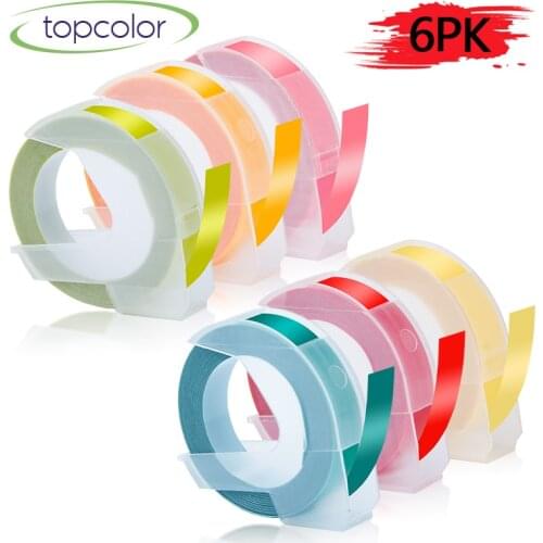 Topcolor Embosser Label Tape 3D Compatible Dymo Manual Labeller Typewriter PVC Tape Sticker 9mm for Dymo Label Maker 1880 12967