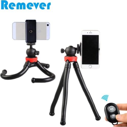 Mini Flexible Tripod With Phone Holder Lightweight Octopus Tripods with Ball Head for Gopro Cameras Bluetooth Remote for Phones
