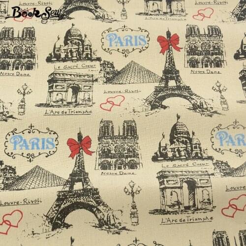 Home Textile Paris Theme Style Cotton Linen Fabric Booksew Sewing Tissu For Tablecloth Pillow Bag Curtain Cushion Decoration