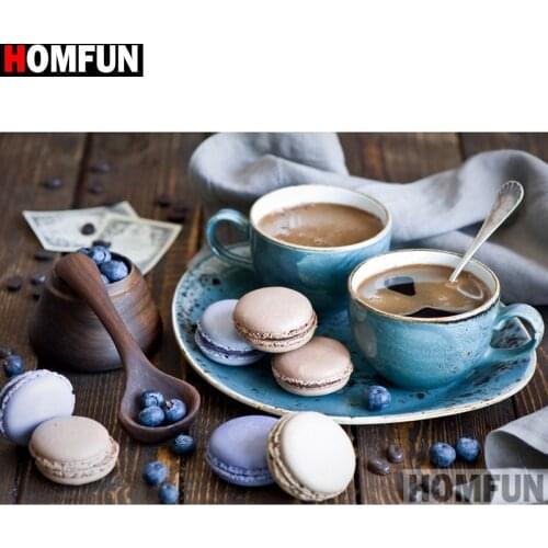 HOMFUN Full Diamond Embroidery "Coffee biscuit" Diamond Painting Cross Stitch Patterns Rhinestone Unfinished Home Decor A13327