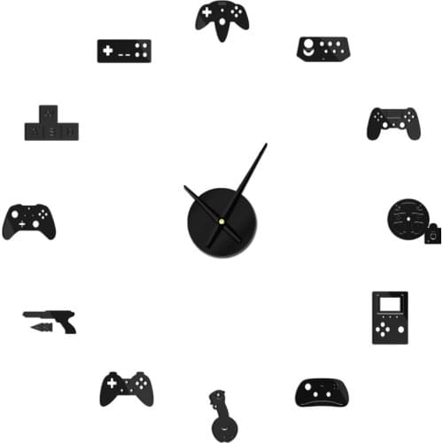 Game Controller Mirror Surface DIY 3D Acrylic Wall Clock Gamer Passion Hobby Video Games Buttons Virtual World Boy Bedroom Decor
