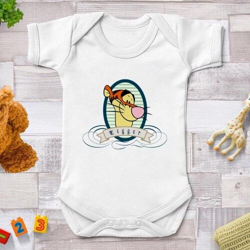2021 Baby Boys Girls Romper Short Sleeve Tigger Print Winnie The Pooh Jumpsuit Infant Clothing Newborn Baby Clothes
