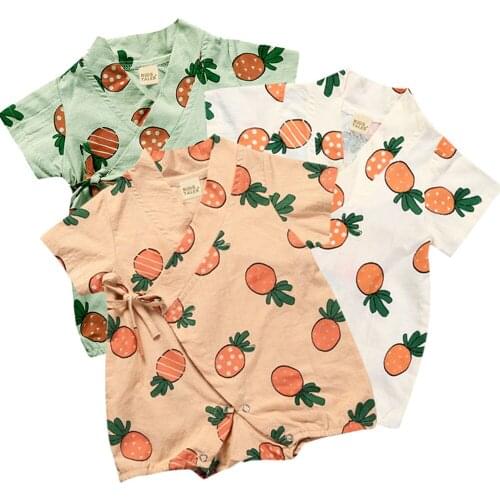 2021 New 0-18m Newborn Baby Kimonos Romper Summer Baby Boy Clothes Cotton Sleepwaer Playwear Cute Belt Kimono Clothing