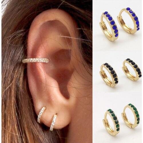 RANJUNXUN Shiny Round Circle Earrings, Colorful Crystal Rhinestone Accessories, Female Jewelry, New Year Gift