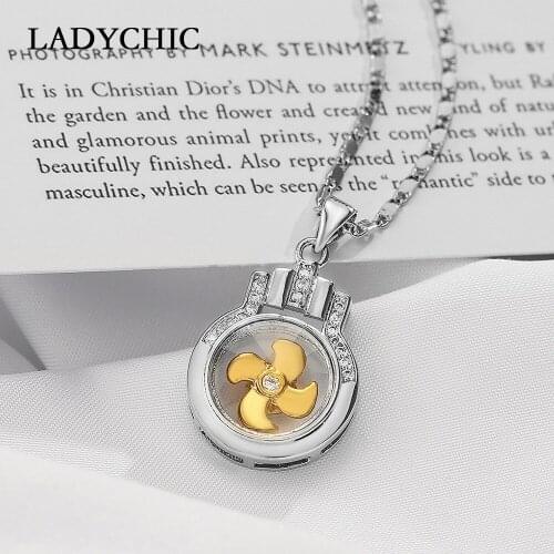 LADYCHIC Stylish Golden Rotatable Windmill Pendant Wishing Bottle Style Lucky Necklaces Women Fashion Jewelry Wholesale LN1318