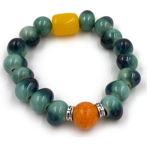 New handmade Ethnic vintage friendship bracelets colorful cube ceramic beaded Bracelets for women