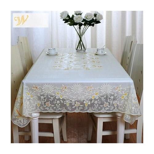 Solid Color White table cloth With Lace Tablecloth Fashion Dinner Room Cloth For Wedding Party Christmas Home Decoration