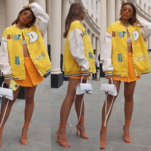 Fall Clothing Baseball Jacket Fashion Print Jackets for Women 2021 Y2k Ladies Coats Club Outfits Streetwear Wholesale Items